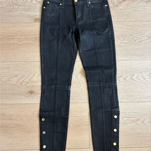 7 For All Mankind Black Coated Skinny Jeans